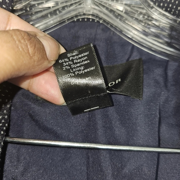 ANN Taylor Women's Polka-dot Blue Blazer Jacket one Button Closure Size 4 - Picture 6 of 10